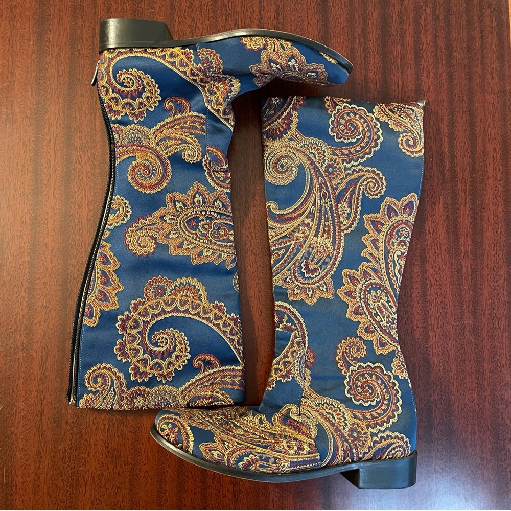 Suzani Satin Embroidered Boho Riding Boots